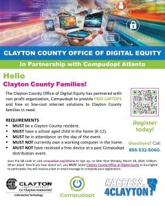 @claytoncountyga The Clayton County Office of Digital Equity offers a give-a-way of 150 free laptops