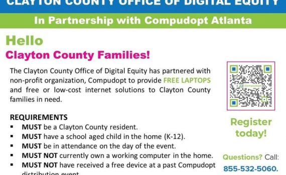 @claytoncountyga The Clayton County Office of Digital Equity offers a give-a-way of 150 free laptops